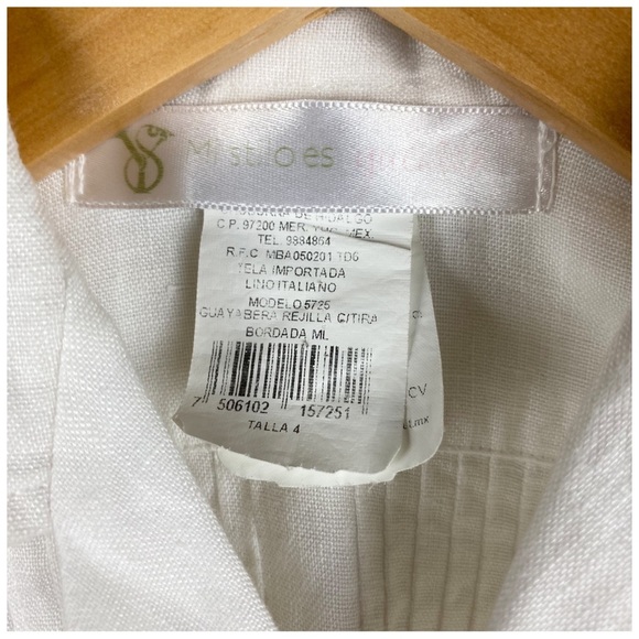 Mi Stilo Es‎ Yucatan Button Down Short Sleeve Shirt in White Size 4 - Picture 5 of 7